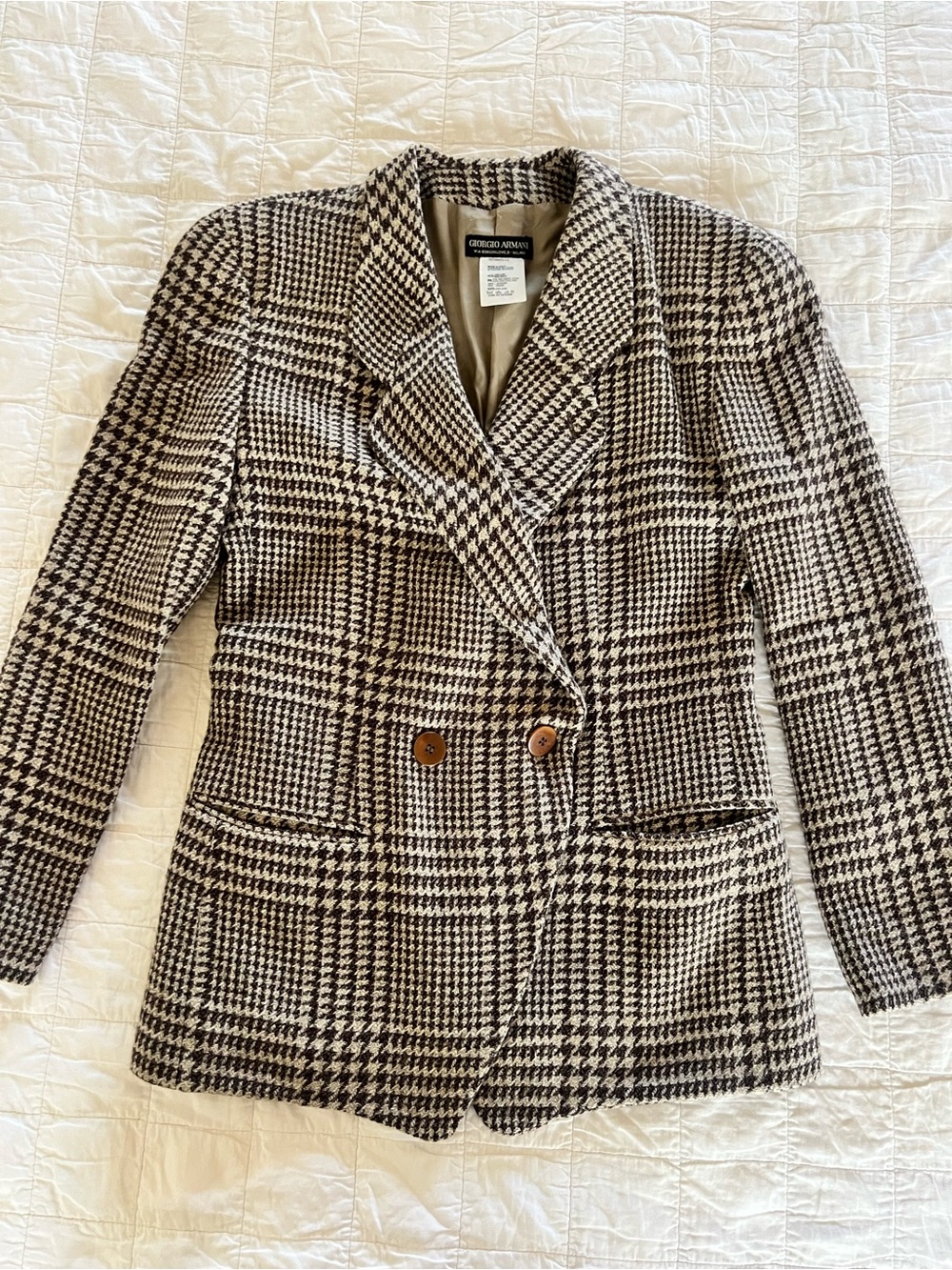 Giorgio Armani wool blazer houndstooth brown size 40 US 8